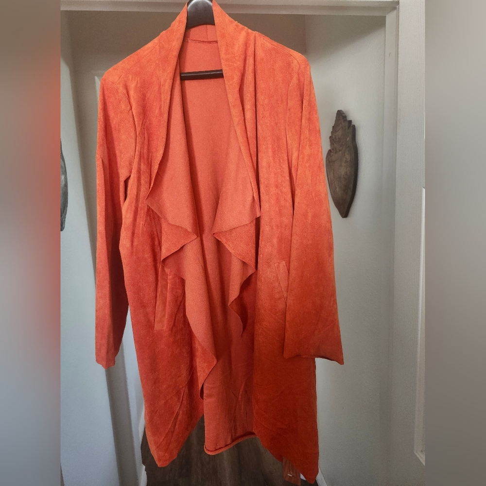 Women's waterfall open front Orange Jacket